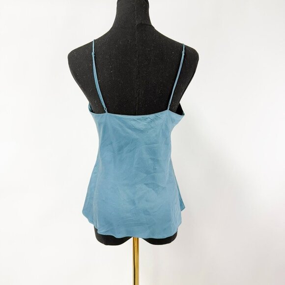 BLUE PURE SILK SLIP SHIRT - Picture 3 of 8